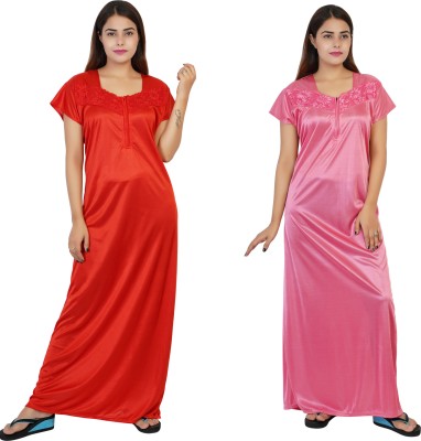 REN STAR Women Nighty(Red, Pink)