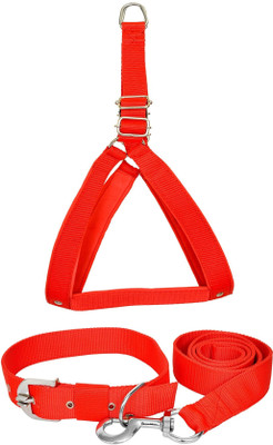 S.Blaze Dog Belt Combo of Red Dog Harness, Collar & Leash Specially for Large Breed Dog Harness & Leash(Large, Red 2)