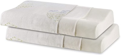 The White Willow King Size Cervical Contour Memory Foam Motifs Sleeping Pillow Pack of 2(White)