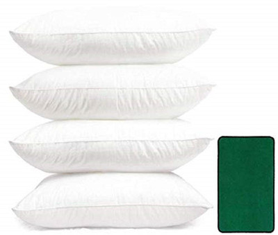 SAMRAT Polyester Fibre, Microfibre Solid Sleeping Pillow Pack of 4(White)