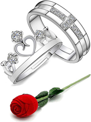 Karatcart Alloy Crystal Silver Plated Ring Set