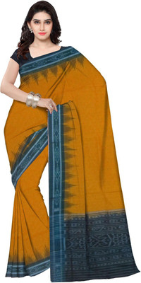 DK FASHION Self Design Sambalpuri Pure Cotton Saree(Yellow)