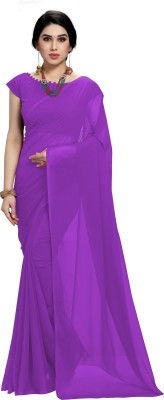 ANAND Solid/Plain Daily Wear Georgette Saree(Purple)