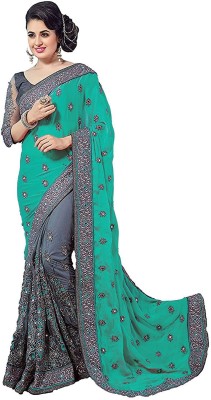 Divastri Embellished Bollywood Art Silk, Net Saree(Light Blue)