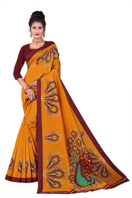 RUNAYA NX Printed Bollywood Art Silk Saree(Mustard)