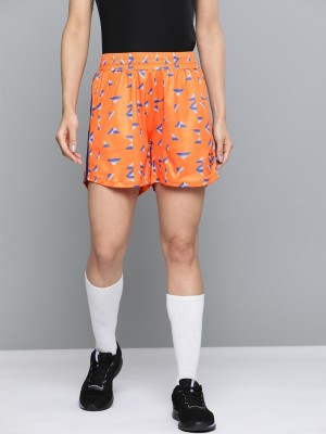 HRX by Hrithik Roshan Printed Women Orange Sports Shorts