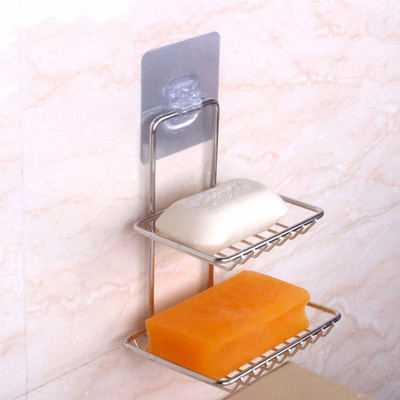 Onlyeasy Self Adhesive 2 Layer Steel Soap Holder ( 1Pc )(Silver)