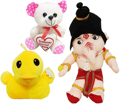AMR TRADERS BAL GANESH, MUSICAL DUCK & CUTE SMALL TEDDY BEAR  - 30 cm(Multicolor)