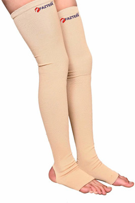 FAZTER Premium Circulation Compression Varicose Vein Socks|One Pair of Mid Thigh Stocking Knee Support(Beige)
