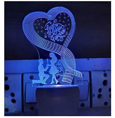 NL Traders Love You Forever 3D Illusion LED Night Lamp (10 cm, Multicolour) Night Lamp(10 cm, Multicolor)