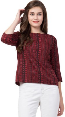 Shoppy Assist Casual Embroidered Women Maroon Top