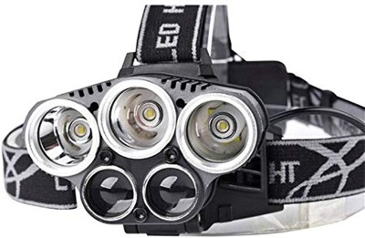 SEAHAVEN Flashlight Headlamp, USB Rechargeable Headlamp,6 Modes 5 LED Ultra Bright IPX4 Waterproof,90 Degrees rotated Work Light for Outdoors, Household, Hiking,Camping,Emergency Torch(Black, 10 cm, Rechargeable)