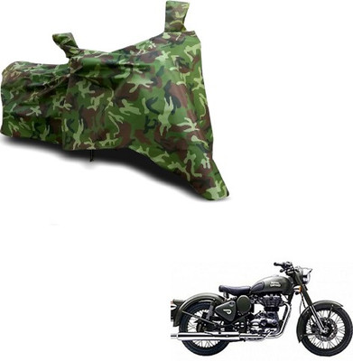 Gavya Waterproof Two Wheeler Cover for Royal Enfield(Battle Green, Multicolor)