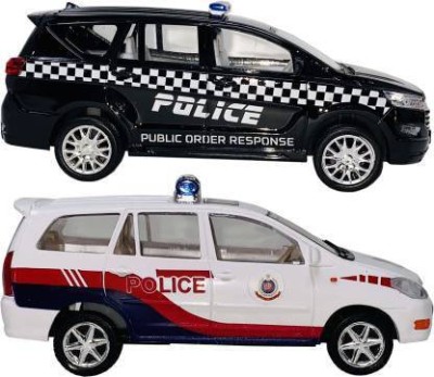 centy toys Set 2 Csta Police & Delhi Police Car Pull & Go Toy Cars For Kids & Showpiece (Black, White, Pack of: 2)(Multicolor)