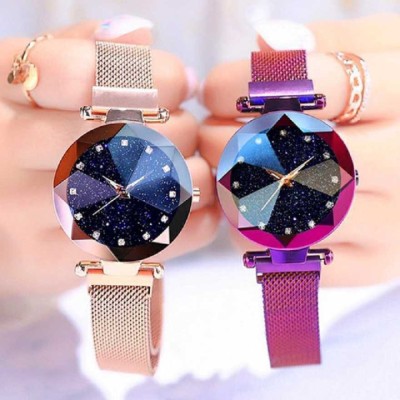 KU Pack of 2 Queen Dial Magnet Strap Girl Analog Watch Analog Watch  - For Women