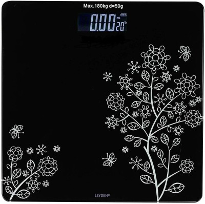 Leyden Heavy Duty Personal Digital Weight Machine With Large LCD Display and 4 Sensor Technology For Accurate Weight (Black) Weighing Scale(FLOWER PRINT)