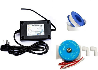 Enlinus SMPS-24v DC,2.5 Amp Output with SLX Solenoid Valve,SV and smps Combo with Teflon Tape and Elbow connectors Suitable for All Kind of Domestic RO Water Purifier Worldwide Adaptor(Black)