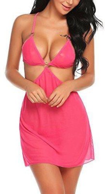 BELLEVINO Women Solid Pink Night Suit Set