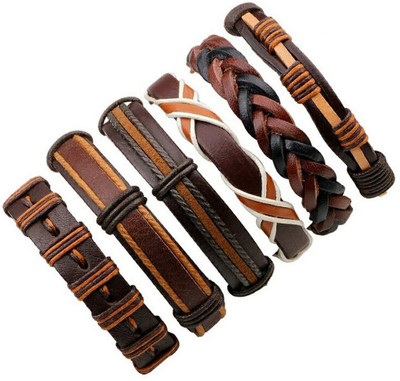 University Trendz Leather Bracelet(Pack of 6)