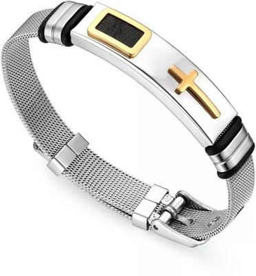 University Trendz Stainless Steel Silver Coated, Gold-plated Bracelet