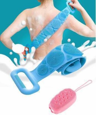 SWIRYA Silicone Body Bath Brush Belt With Bubble Bath Brush (multicolor, pack of 2)