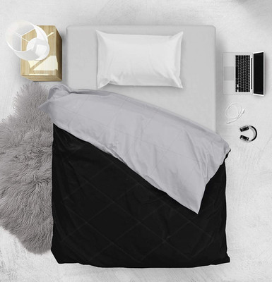 Beta Divine Solid Double Comforter for  Mild Winter(Microfiber, Black, Grey)