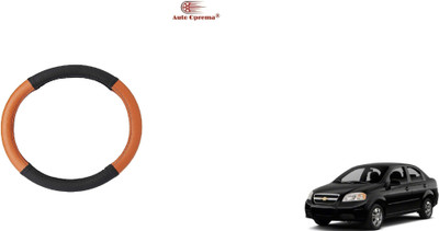 Auto Oprema Steering Cover For Chevrolet Aveo(Black, Tan, Leatherite)