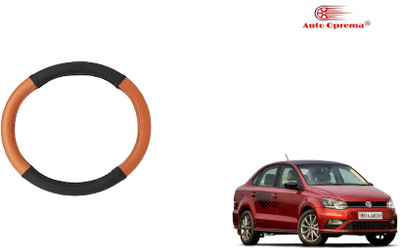 Auto Oprema Steering Cover For Volkswagen Vento(Black, Tan, Leatherite)