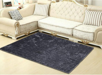 SR Handloom Grey Polyester Carpet(4 ft,  X 8 ft, Rectangle)
