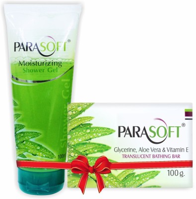 parasoft Combo pack of Gel (Moisturizing Shower Gel) + Soap(Glycerine, Aloe-vera, Vitamin-E)| Suitable for all skin types| Keeps your skin moisturised and hydrated| with added goodness of aloe vera(2 Items in the set)