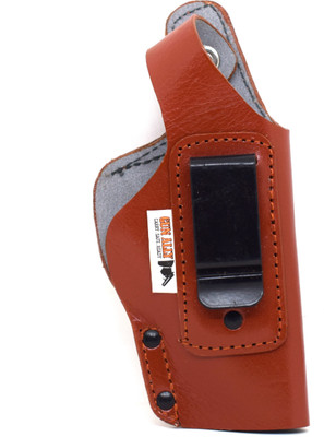 GunAlly IWB/OWB Leather Waist Gun Holster Belt Concealed Carry for 32 Pistol Pistol/Gun Cover Free Size(Brown)