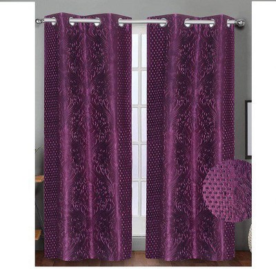 SB Textiles 274.32 cm (9 ft) Polyester Blackout Long Door Curtain (Pack Of 2)(Solid, Wine)