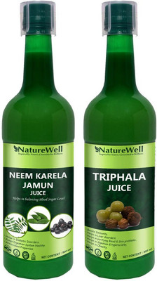 Naturewell Triphala/Neem Karela Jamun Digestion Care And Health Drink Juice (Pack of 2) Pro(2 x 500 ml)