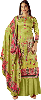 BKRKJ Wool Floral Print Salwar Suit Material
