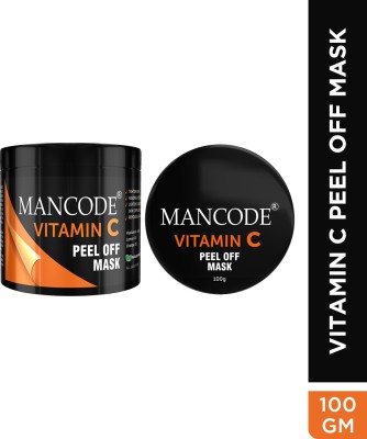 MANCODE Vitamin-C Peel Off Mask for Men-100gm, Tightens, Lightens ,Brightens Skin Complexion and Removes Blackheads, Enriched with Hyaluronic Acid, Lemon,Orange Oil, Sulfate Free(100 g)