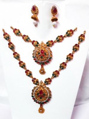 bhagwati glitter jewel Stone, Alloy Gold-plated Multicolor Jewellery Set(Pack of 1)
