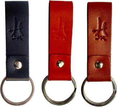 HAWAI Genuine Leather Multicolour Key Chain Set of 3 Key Chain