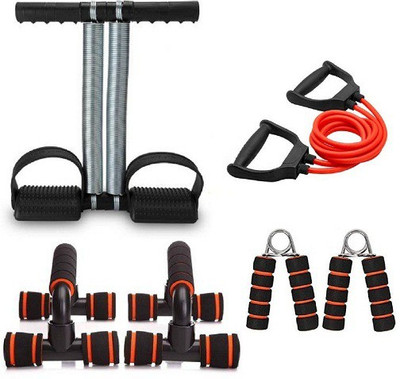 PRODEALS HOME GYM WORKOUT KIT OF DOUBLE SPRING TUMMY TRIMMER WITH TONING TUBE, PUSH UP STAND AND FITNESS GRIP Fitness Accessory Kit Kit
