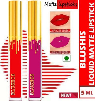 BLUSHIS High Defination Liquid matte Lipstick(Red, Magenta, 10 ml)