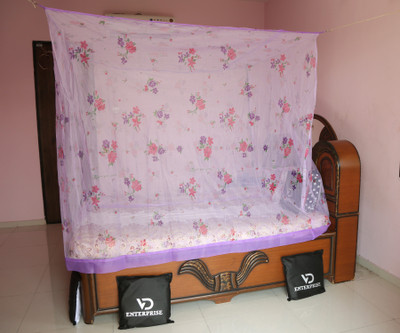 VD Enterprise Cotton Adults Washable Single Bed Mosquito Net(Purple, Frame Hung)