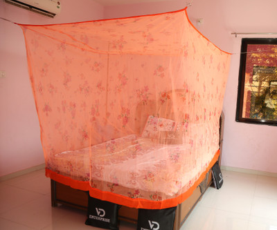 VD Enterprise Cotton Adults Washable Bed & Queen Size Bed Mosquito Net(Peach, Bed Box)