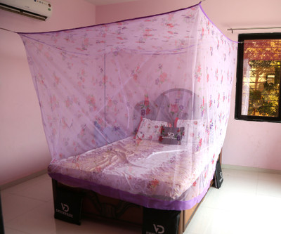 VD Enterprise Cotton Adults Washable Double Bed Mosquito Net(Purple, Frame Hung)