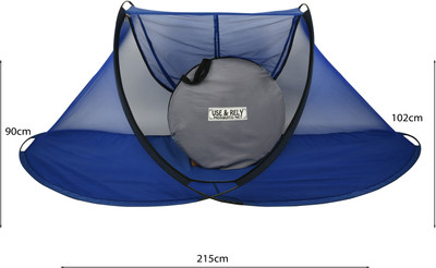 WARFANI Polyester Adults Washable HEAVY Quality Soft Comfortable BIG ZIPPER AND OVERLOCKED L 215 W 102 H 90 CM Mosquito Net(Blue, Bed Box)