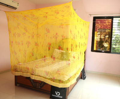 VD Enterprise Cotton Adults Washable Double Bed Mosquito Net(Yellow, Frame Hung)
