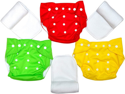 DOMENICO Reusable Washable Cloth Nappies With Inserts(5 Layer Insert)(3 Diaper 3 Insert)