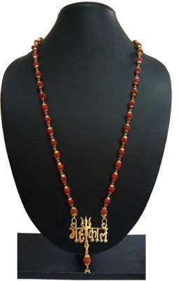 Shiv Omkar Relligious jewrllary 5 Mukhi Rudraksh Mala 8MM (36 Beads) Brass Chain