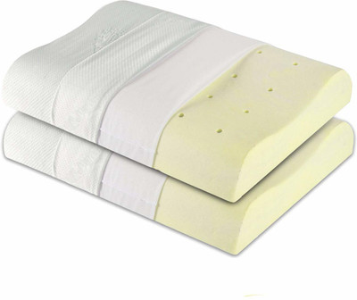 The White Willow Small Size Cervical Contour Ventilated Active Memory Foam Floral Orthopaedic Pillow Pack of 2(White)