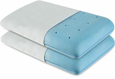 The White Willow Regular Medium Firm Orthopaedic Cooling Memory Foam, Gel Solid Sleeping Pillow Pack of 2(Off White, Blue)