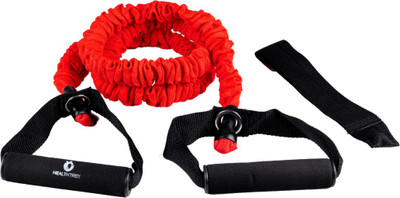 HEALTHTREK Resistance Power Toning Tubes with Soft Anti-Slip Foam Handles(Red -Light - 20 LB) Resistance Tube(Red)