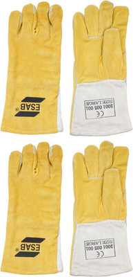ESAB Leather Welding Hand-Gloves Pack of 2 Pairs Leather, Kevlar  Safety Gloves(Pack of 4)
